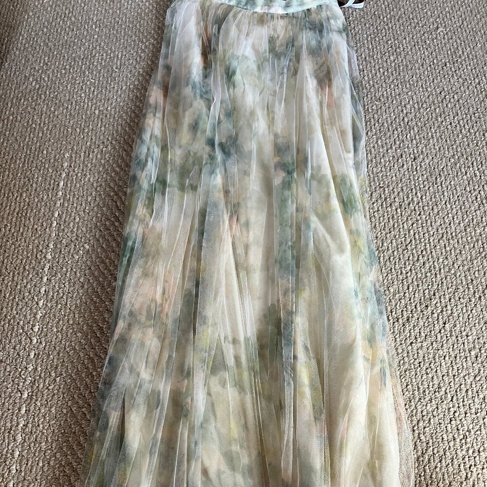 Jenny Yoo Floral Cottagecore Maxi Skirt Sz 6 Tulle Flowing Lined READ